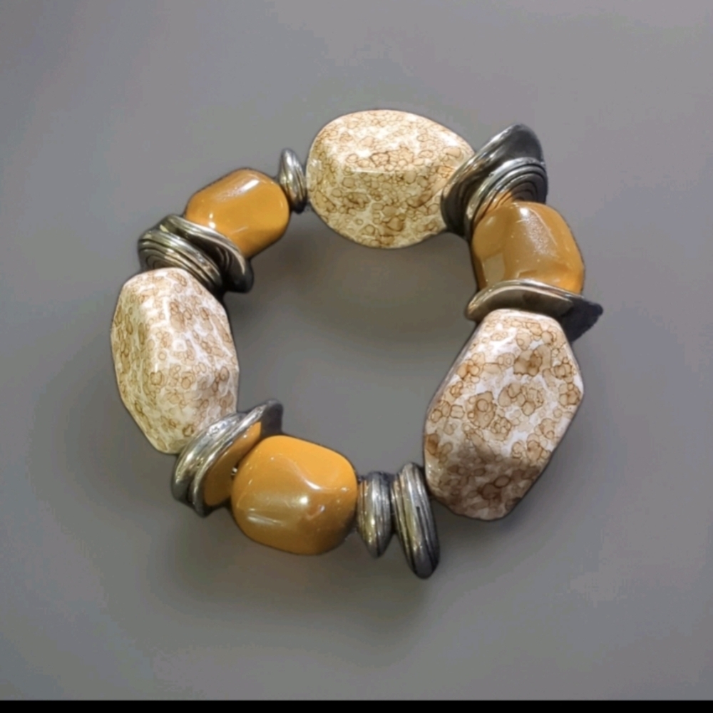 Vintage Women’s Super Chunky Stretch Bracelet Brown Orange Never Worn